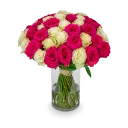 Kytice růžových a bílých růží